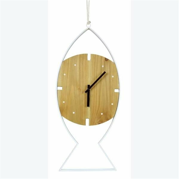 Youngs Wood & Metal Fish Shape Wall Clock 62256